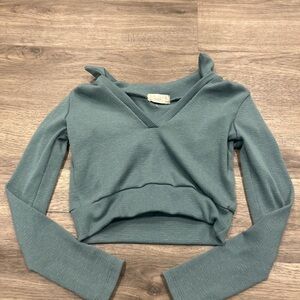Altar'd State Teal Ribbed Knit Top